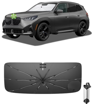 Ruiya 2026 Upgrade Parasol Coche Delantero Compatible con BMW X3 2018-2026, Paraguas Plegable Aislamiento Térmico, Protección UV, Accesorios para Parabrisas
