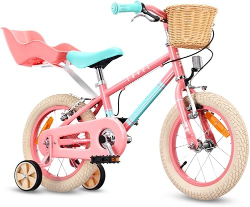 Sun Baby LOVEL Girls' Bicycle 14 Inch with Doll Seat - Pink-Mint