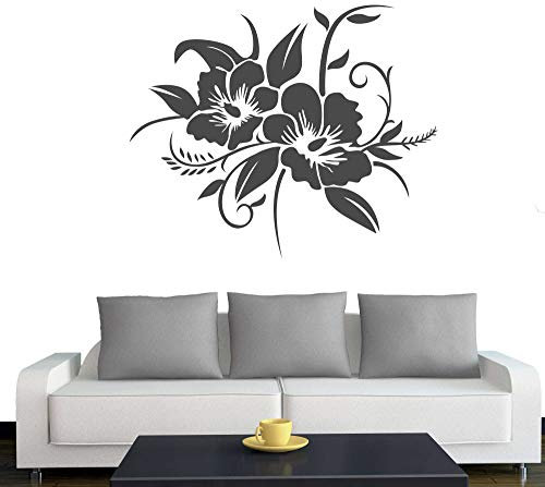 A690 Wandtattoo Hibiskusblüte 70cm x 58cm anthrazit (erhältlich in 40 Farben und 4 Größen)