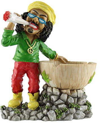 Budawi® Rasta Man Aschenbecher stehender Rastamann mit Joint und Hanfblatt Ashtray