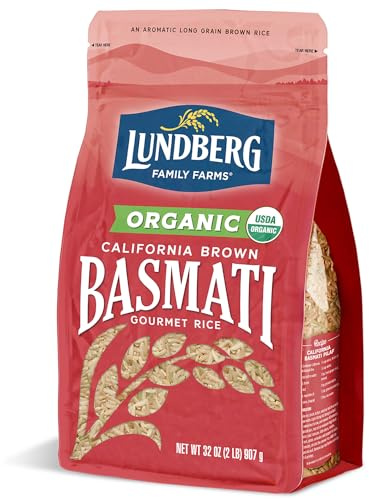 Lundberg Organic Basmati, Long-Grain Brown Rice – Non-Sticky, Fluffy & Aromatic, 32 Oz