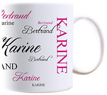 Mug personnalisable avec un prénom et un nom - Signature Fuschia - Tasse en céramique, 25 cl - Cadeau original, cadeau anniversaire, cadeau de Noël