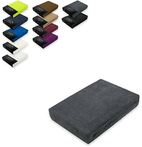 EXKLUSIV HEIMTEXTIL Frottee Spannbettlaken 90-100 x 200 cm 80% Baumwolle, 20% Polyester Öko - Tex Zertifiziert, Markenqualität, Matratzenhöhe bis 25 cm, Anthrazit