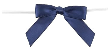 Reliant Ribbon 100 Piece Bow 2.5 Span X 1.75 Tails Twist Tie Ribbon, Navy, 5/8