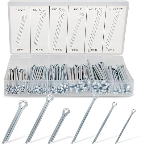 ABN Large Cotter Pin Key 144 pc Assortment Set 1/8 x 2 to 1/4 x 3 Inch – Steel Locking Automotive Axle Trailer Pins