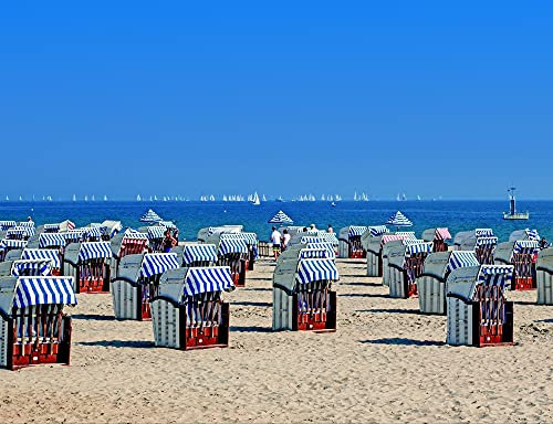 hansepuzzle 40087 - Strandkörbe Puzzle 1000 Teile - Reisen-Puzzle mit hochwertiger Aufbewahrung: Kartonbox und wiederverschließbarem Beutel - Format 60 × 46 cm
