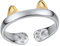 SILVERCUTE Damen Ring Kätzchen Katze Fingerring mit Katzeohren verstellbar Ring 925 Sterling Silber offener Ring 18k vergoldet Süßer zweifarbiger Statement Ring Schmuck für Tochter Oma