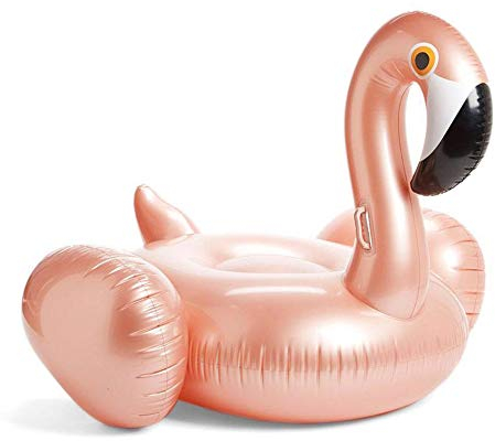 Ynredee Aufblasbarer Flamingo,Riesiger luftmatratze Wasserspielzeug, Aufblasbares Schwimmbad Floß Ride on Pool Lounger Wasserspielzeug für Spaß (Roségold)