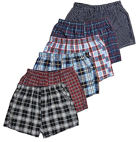 Bonjour - Mens Everyday Essentials Multipack Classic loose fit Woven Boxer Shorts for Men - 6 pack - Cotton Breathable Underwear Briefs, Mens Boxers Shorts S, M, L, XL, XXL, 3XL, 4XL, 5XL