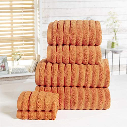 Rapport Home Rapport Ribbed 100% Cotton Towel Set, Spice, 6 Piece Bale