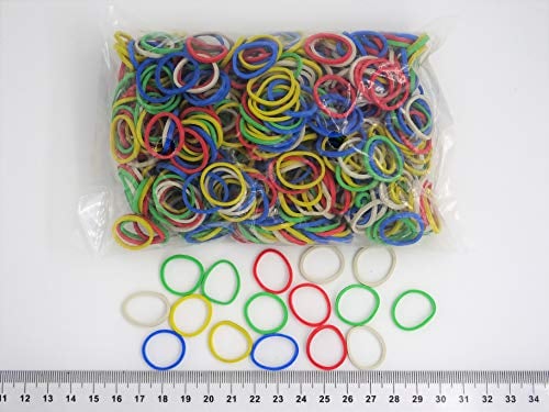 Progom Elastic Bands 25 (Diameter 16) mm x 1.7 mm – Multi Colours (White, Yellow, Green, Red, Blue) – Bag of 100 g