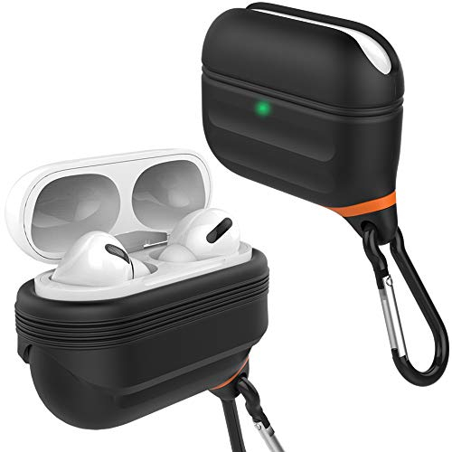 HALLEAST Für Airpods Pro 2 Case【wasserdichte】 Hülle Unterstützt drahtloses Aufladen,Silikon Wasserdicht Schutzhülle Cover Kompatibel mit Apple Airpods Pro 2 2022/Airpods Pro 2019, schwarz
