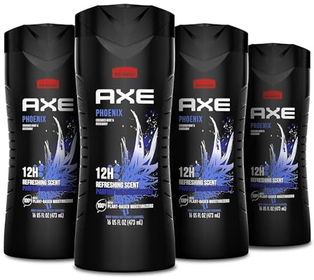 AXE Herren-Körperwäsche für ein sauberes und kühles Gefühl, Phönix, dermatologisch getestet, Körperwäsche für Männer, 473 ml, 4 Stück