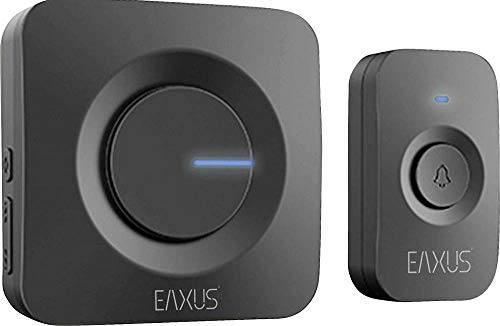Eaxus® Funk Türklingel Kabellos - Funkklingel Batteriebetrieben mit 52 Melodien, LED Anzeige, IP56 Wasserdicht, Laut, Schwarz
