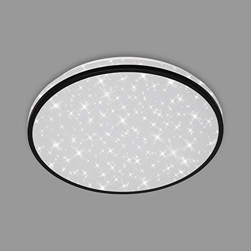 BRILONER Leuchten - LED Deckenleuchte, Deckenlampe inkl. Sternendekor, 24 Watt, 2.200 Lumen, 4.000 Kelvin, Weiß-Schwarz, Ø 38cm, 3456-215