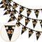 HOWAF 40. Geburtstag Banner Girlande 40 Wimpel Girlande Bunting zum Aufhängen Wimpelkette für Frau Mann 40. Geburtstag Party Dekoration Geburtstags Deko Schwarz Gold