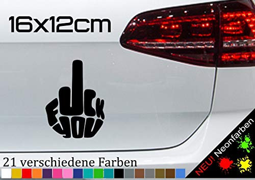 Mittelfinger Fuck you Aufkleber Sticker Shocker JDM Hater middle Finger 16x12cm in 21 Farben