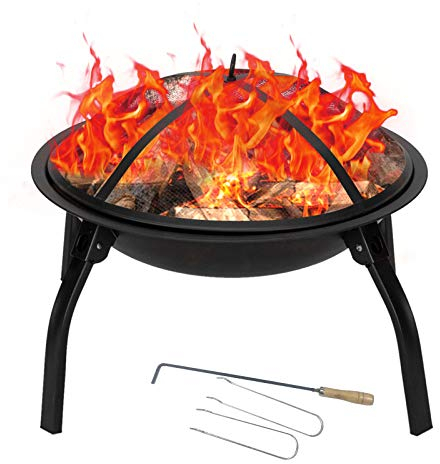 Feuerschale Mit Funkenschutz & Schürhaken, Outdoor Feuerstelle Edelstahl Feuerkorb Multifunktional Fire Pit Für Heizung/BBQ, Garten Feuerkorb & Grill, Für Camping Bonfire Patio Park Backyard Garten