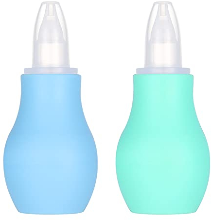 Firtink 2 Packs Baby Nasal Aspirator, Baby Nose Sucker Nose Cleaner Babys Nasal Cleaner Mucus Removal for Newborns(Blue+Green)
