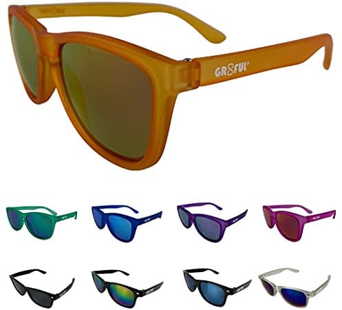 gr8ful® Sunglasses for Men & Women | Ladies, Mens Shades | Retro Sun Glasses for Outdoors, Hiking, Walking, Golf, Fishing, Cycling, Running | UV Protection Polarized (Orange Frame, Orange Mirror Lens)