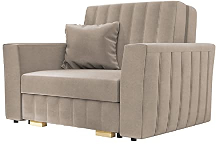 Mirjan24 Schlafsofa Viva Glam I mit Bettkasten, Rückenlehne und Seiten fest angenäht, Sofa, Couch, einsitzer Polstersofa mit Schlaffunktion inkl. Kissen, Bettsofa (Paros 2)