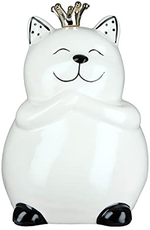 GILDE Keramik Spardose „Katzenkönig“, weiß, Höhe 13,5cm