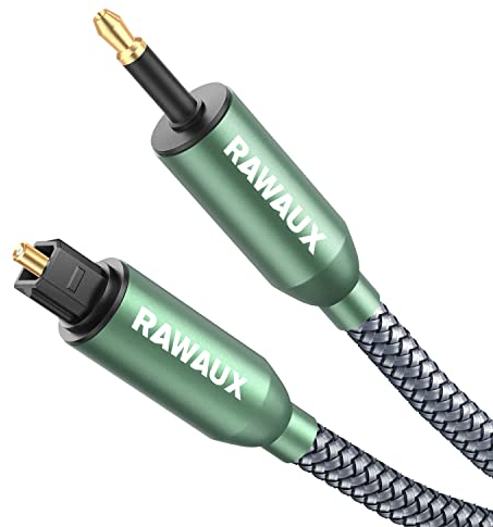 RAWAUX Optisches Kabel 2M Optisch Digital Audio Toslink auf Mini Toslink SPDIF Kabel 24K Vergoldeter Stecker Digitales Optical Audio Cable Adapter für TV, DVD, HiFi System