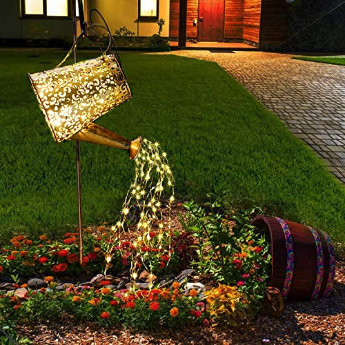 TAOYIO Arrosoir Solaire Décoration Extérieure - Lumières LED Solaires, Grande Déco de Statue en Métal pour Jardin, Avec Crochet de Berger de 35