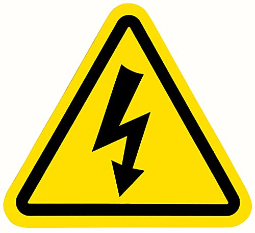 Lot de 12 autocollants de 7 cm en triangle jaune signalisation dangereux (Elélectrique) 7 cm