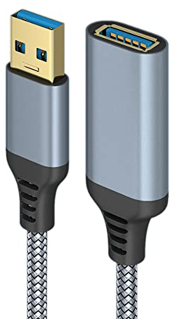 Eono Câble Rallonge USB 3.0, 3m Câble Extension USB 3.0 Mâle A vers Femelle A 5Gbps Nylon Tressé Compatible avec Clé USB, Hub USB, Disque Dur Externe, Webcam, Imprimante, Gris
