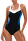 Veranobreeze Traje de baño Deportivo de una Pieza para Mujer Racerback Traje de baño Deportivo Negro (Azul Marino Verdadero/Negro/Blanco, EU44)