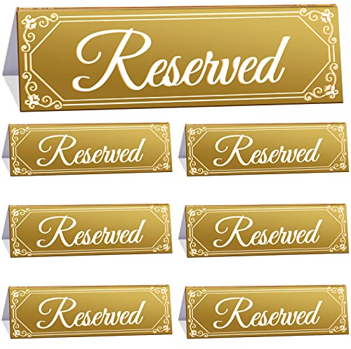 Juexica Lot de 6 panneaux réservés en acrylique doré - Pour tables de réservation d'invités - Pour restaurant, mariage, bureau, réunion, fête