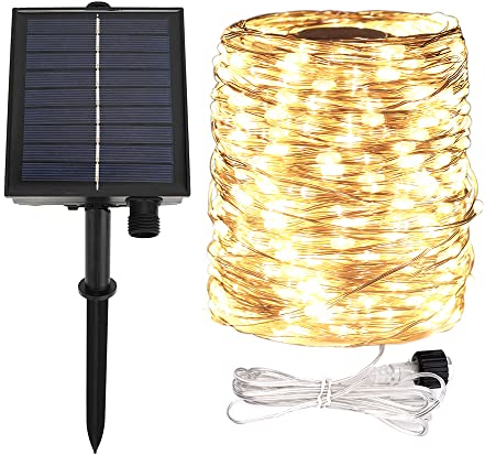 RESNICE Solar-Lichterketten 60M 600 LEDs, langer grüner Kupferdraht, wasserdichte Outdoor-Lichterketten für Garten, Hinterhof, Terrasse, Veranda, Baum, Hochzeitsfeier, Dekoration