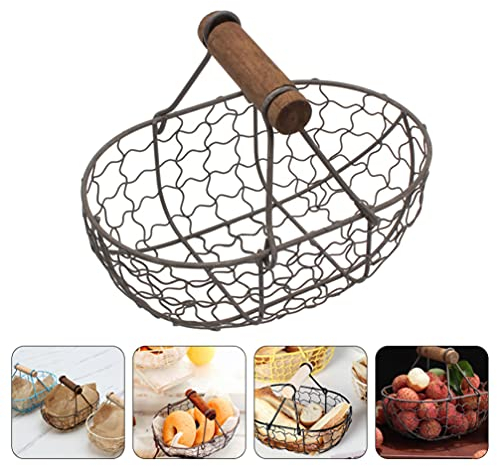 HEMOTON Countertop Egg Holder 1pc Shopping Basket Appetizer Tray Wire Vegetable Basket Desk Dispenser Black Fridge Dining Table Decor Ceramic Berry Basket Farm Egg Holder Groceries Iron