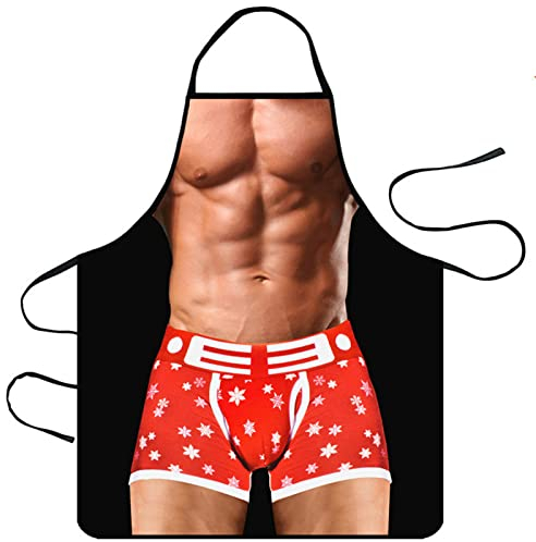 Yuknees Tablier de Cuisine Créatif Tablier Barbecue Drole Tabliers de Cuisine Homme Humour Réglable Idée Cadeau pour Homme Cadeaux Humoristique Anniversaire Noel (Muscular Man)