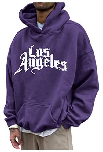 Hoodie Herren,Pullover Herren LOS Angeles Langarm Hoodie mit Kapuze Tasche Oversize Kapuzenpullover Casual Sport Fitness Winter Sweatshirt Kapuzenjacke Kapuzenpulli Pulli Sweatjacke