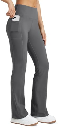 WILLIT Thermo Leggings Damen Winter Gefütterte Fleece Sporthose Yogahose Warm Sport Leggings Laufhose Bootcut Hose High Waist mit Taschen