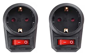 adaptador 1 toma con interruptor,enchufe color negro (2 unds)