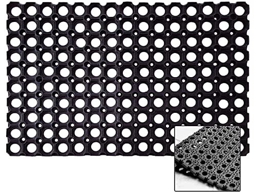 Milosc Rubber Ring Hollow Indoor Outdoor Entrance Mat - Anti Fatigue Non-Slip Safety Floor Mat for Kids Playground, Garden, Grass - Washable Doormat (Pack of 2, 40 x 60 cm)