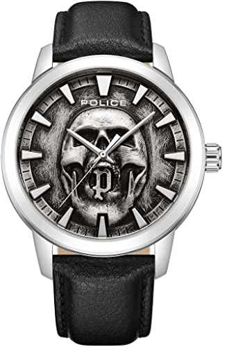 Police Herren Analog Quarz Uhr mit Leder Armband PEWJA0005501