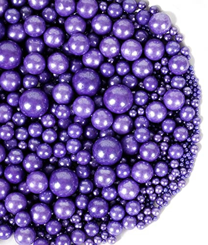 Kasvan Purple Pearl Sugar Sprinkles - Edible Candy Pearls 130g/4.58 Oz, Mix Size, Baking Cake Decorations, Ice Cream Toppings and Cookie Decorating, Wedding Party Chirstmas Supplies