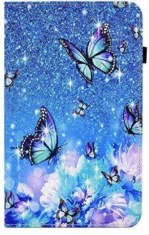 Case Compatible With Samsung Galaxy Tab A 10.1 2016 (T580/T585), Flip Wallet Leather Case Pouch Protective Cover with Stand and Card Holder for Samsung Galaxy Tab A6 10.1 (Flower butterfly)