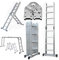 14-in-1 4x4 Aluminium Multi-Purpose Folding Extension Scaffold Ladder 4.7M/15.5FT Heavy Duty Combination Step 1 Painting Tray Up to 330lbs/150kg