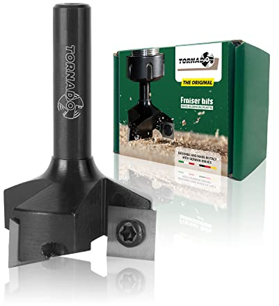 Fraiser Fresa per spianare Legno attacco 1/4 - 6,35 mm frese per legno diametro 31,8 mm con 3 lame in metallo duro intercambiabili per fresatrice cnc (D=31.8 I=10.5 S=6.35)