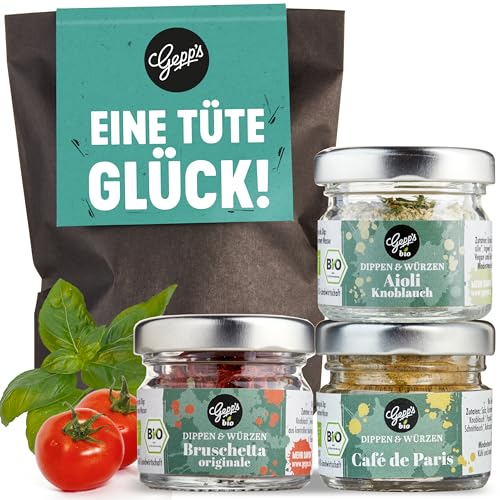 Gepp's Feinkost Wundertüte Eine Tüte Glück I Geschenkset mit Mini-Salz, Gewürzmischung & Konfitüre Rhabarber-Himbeer I Viel Erfolg Geschenkidee & Glückbringer für Prüfung, Geschenk für die Abi-Prüfung
