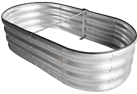 Mardili Kit per aiuola rialzata da giardino, fioriera rialzata in argento zincato per verdure, grande aiuola rialzata in metallo senza fondo per erbe, frutta in crescita, fiori (1,2 x 0,6 x 0,3 m)