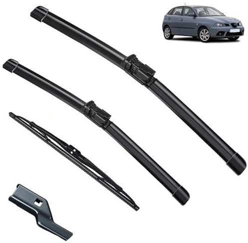 Scheibenwischer vorne und hinten, kompatibel mit Seat Ibiza 6L 2006–2008, Windschutzscheibe, Windschutzscheibe, Fensterbürsten, 21 Zoll + 19 Zoll + 14 Zoll