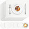 APLKER Juego de 6 Manteles Individuales y 6 Posavasos, PVC Antideslizantes Salvamanteles Individuales Lavables, Resistente Al Calor Manteles para Mesa de Comedor, 16 x 12 (Blanco)