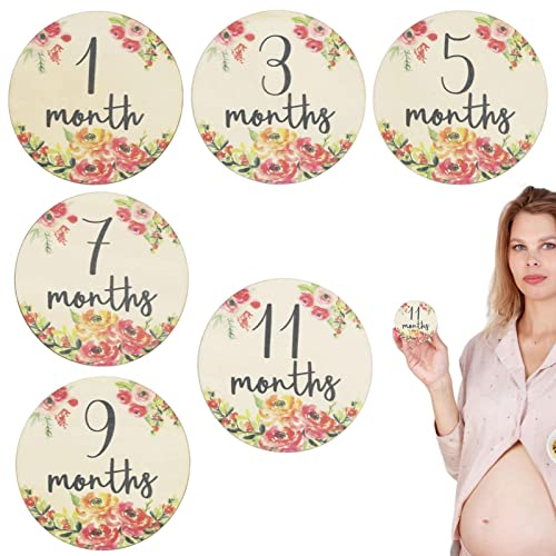 6 Placas de Madera para el Mes del bebé, Tarjetas de hitos de Madera con Etiqueta de Anuncio, Discos de Madera de Doble Cara, Regalos