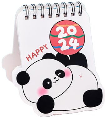 Stehender Flip-Desktop-Kalender 2024 niedlicher Panda-Desktop-Papierkalender, dualer Tagesplaner, Tischplaner, jährlicher Agenda-Organizer, chinesisches Geschenk Kalender 2023–2024